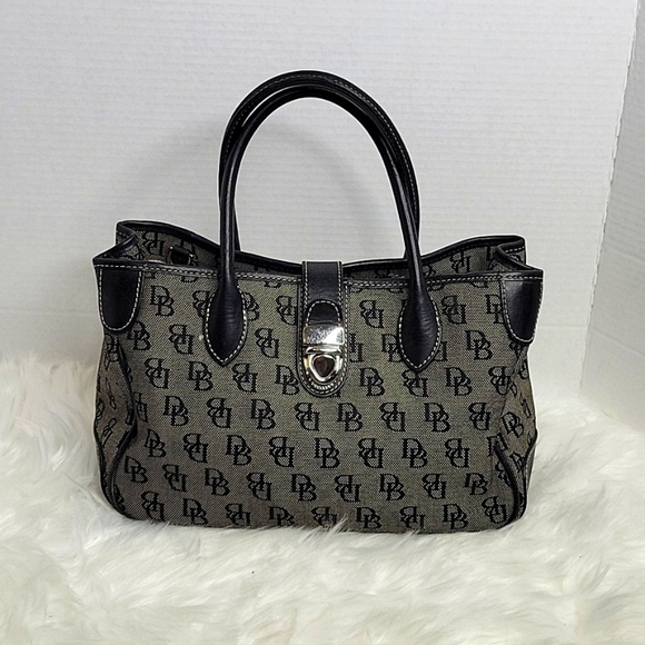 DOONEY & BOURKE Gray and Black Silver Buckle Signature Satchel Purse
